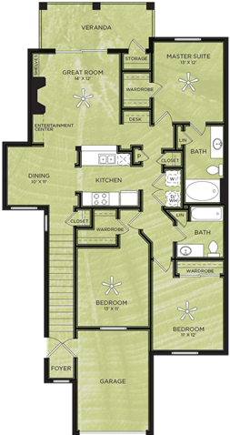 3 Bedroom 2 Bathroom Floor Plan