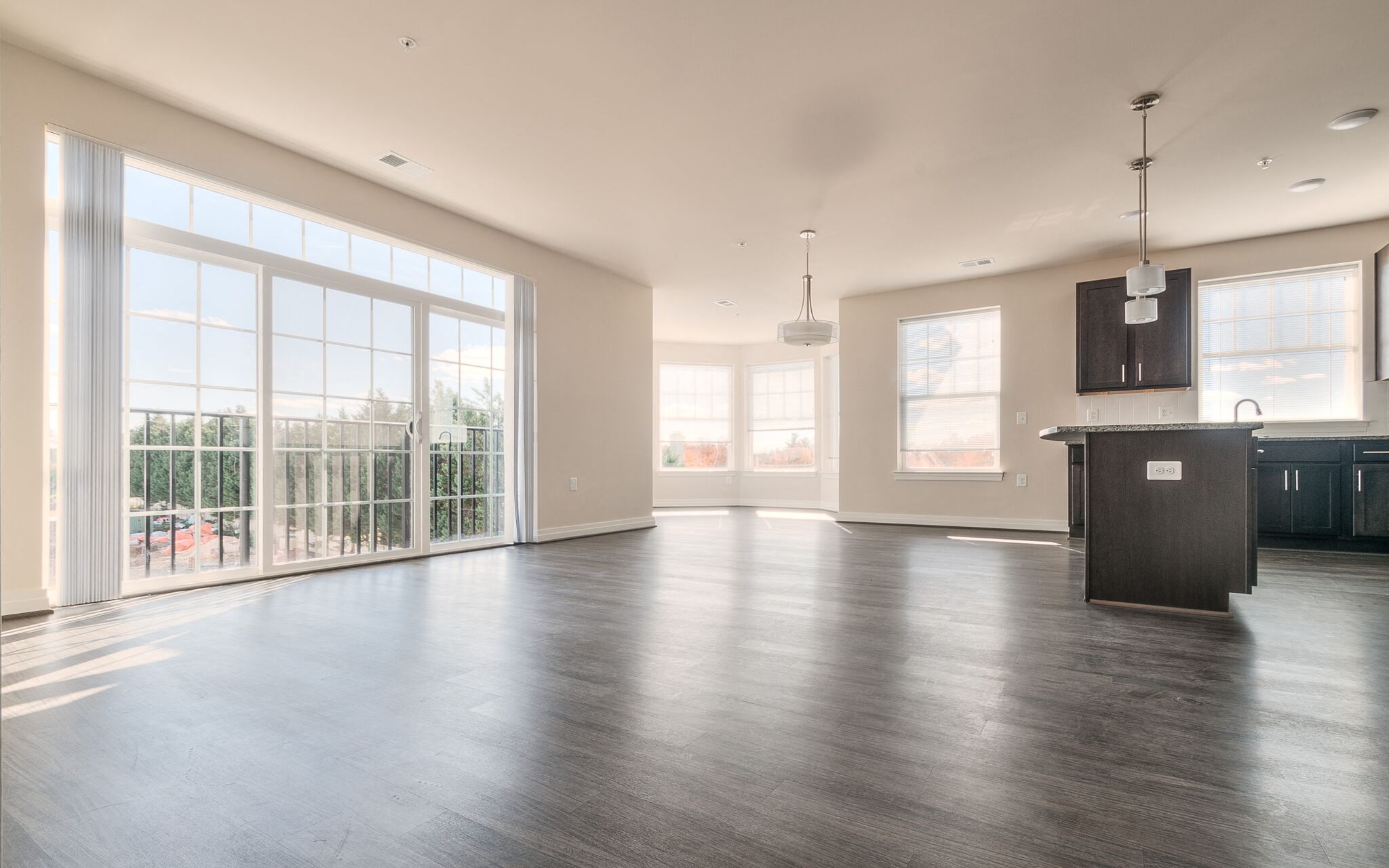 Living Room Come Kitchen View at Village Center Apartments at Wormans Mill, Frederick, Maryland