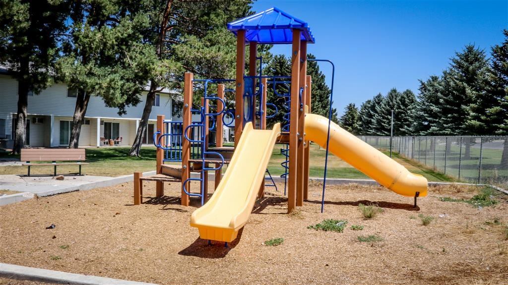 a playground with a slide and