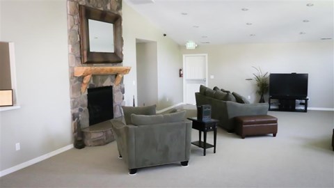 a living room with couches and a television