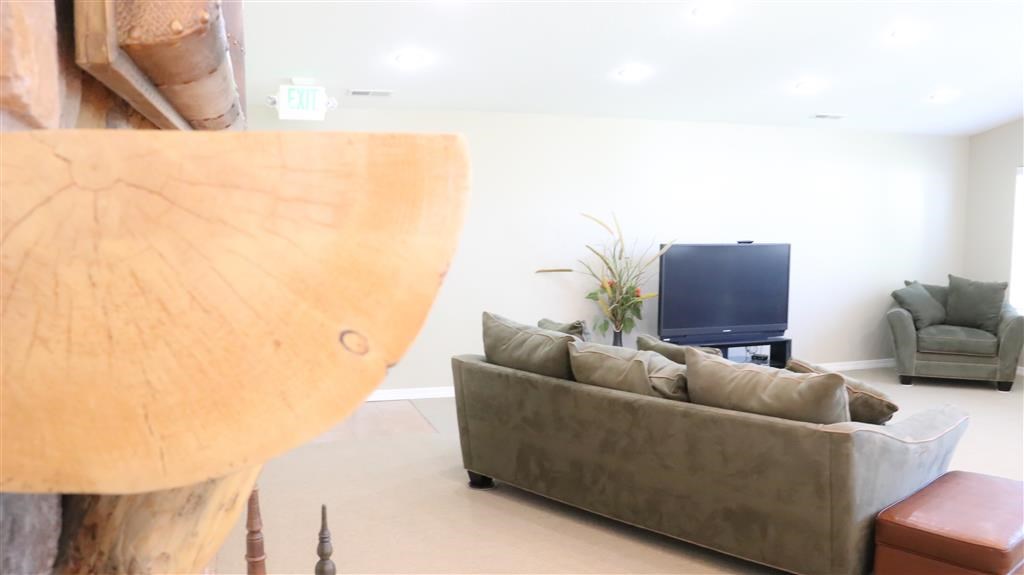 a living room with a couch and a tv