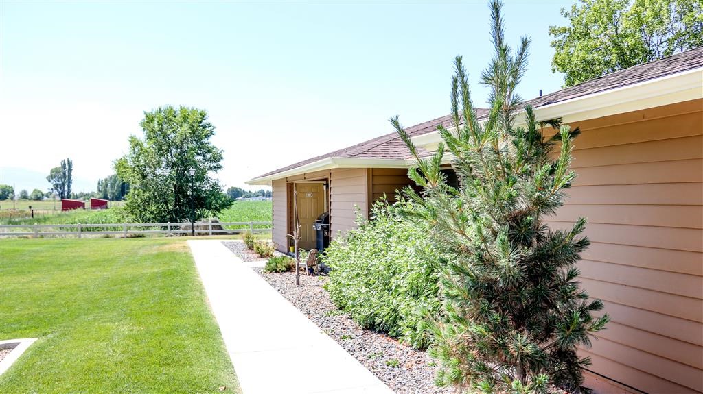 a house with a lawn and a sidewalk in front of it