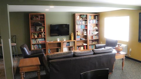 a living room with a couch and a tv