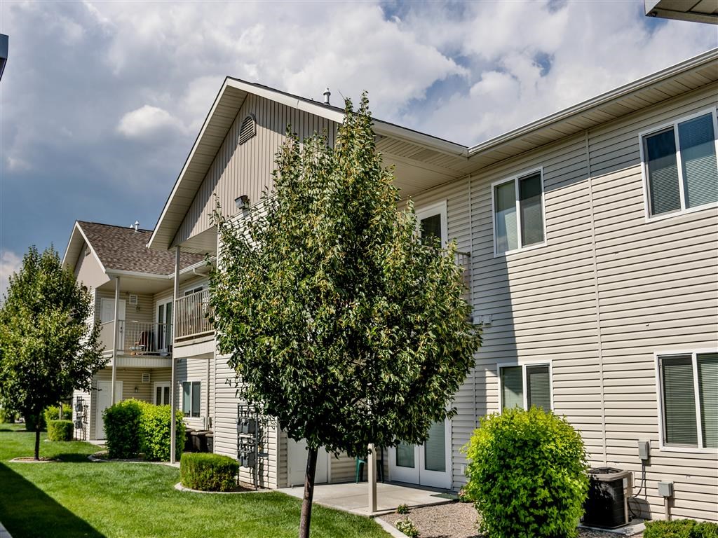 a building with a tree in front of it