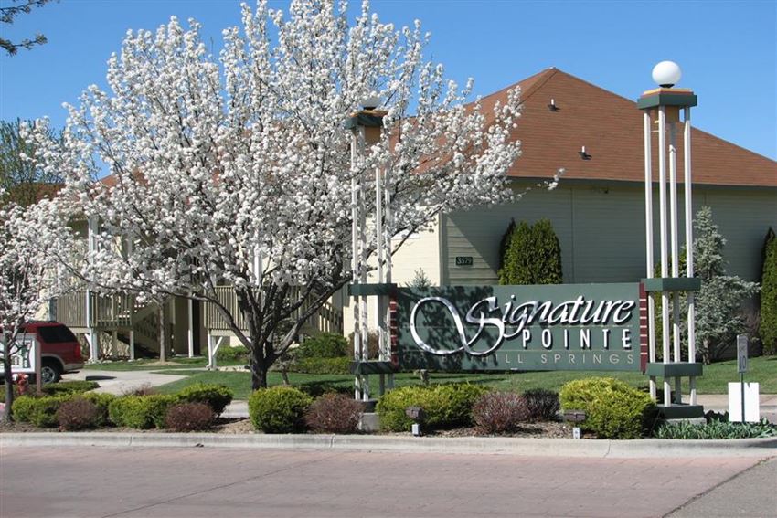 a building with a sign in front of it
