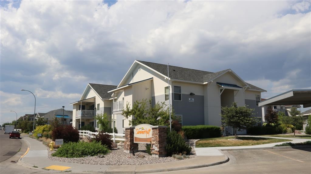 a building with a sign in front of it