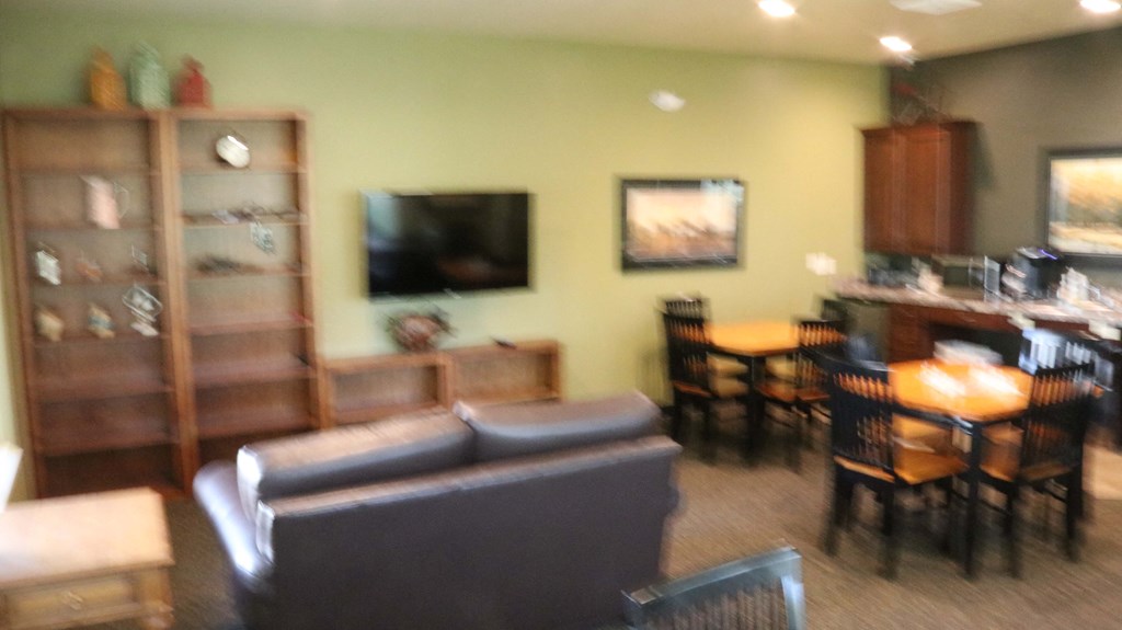 a living room with a couch and a table and a tv