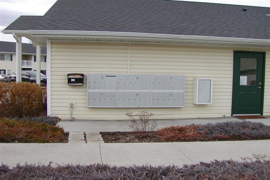 a house with lockers on the front of it