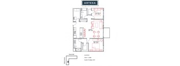 1277sqft 2 Bedroom w/ Balcony