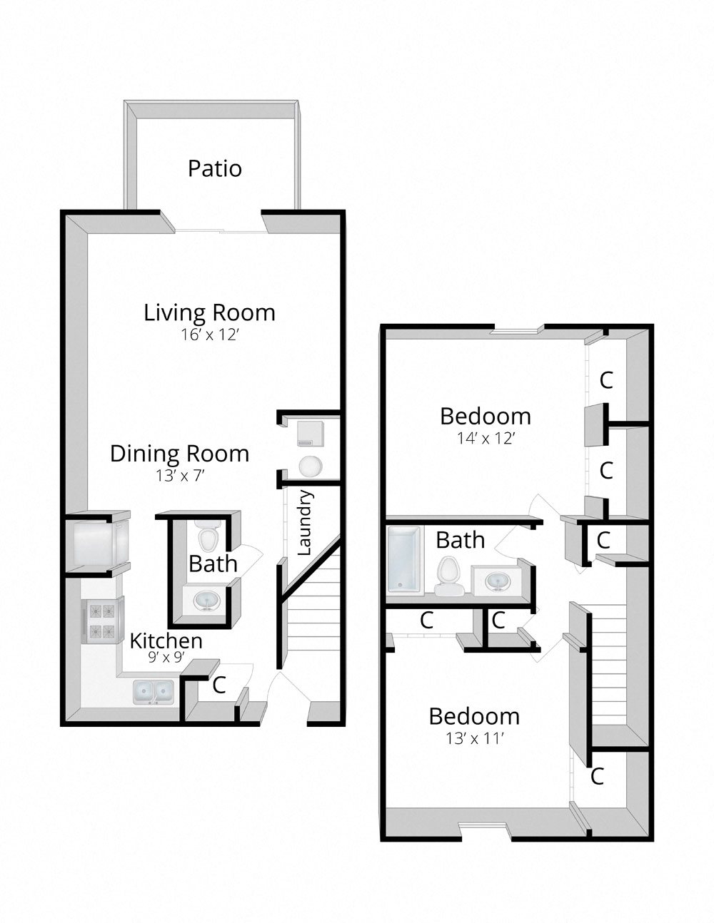 Two Bedroom Townhome in Fort Wayne, Indiana
