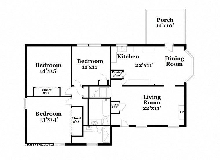 a floor plan of a house with two bedrooms and a living room