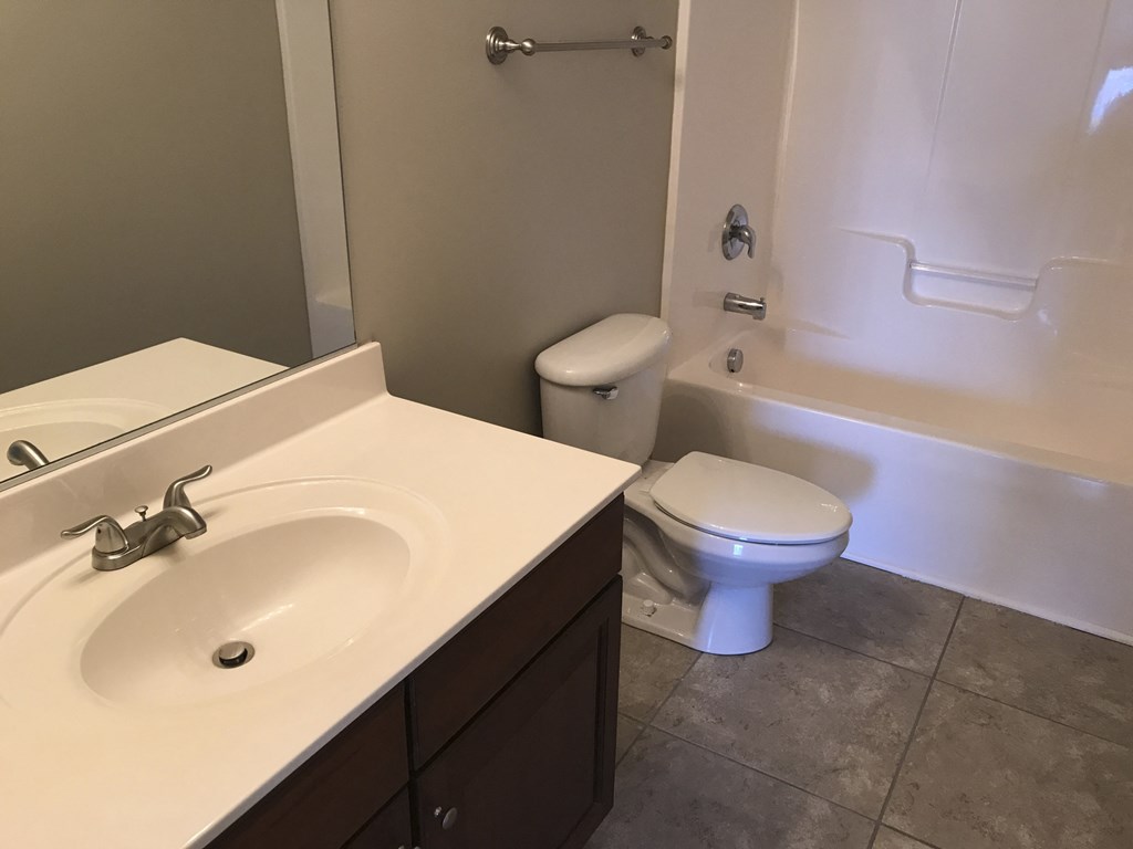a bathroom with a sink and a toilet and a tub