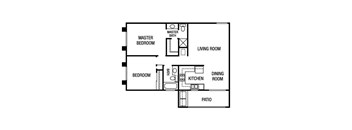 1 bedroom floor plan | River Oaks Apartments in Oceanside, CA