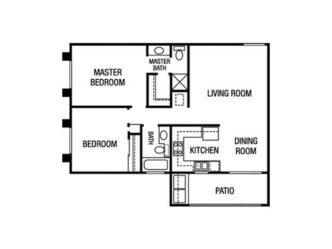 1 bedroom floor plan | River Oaks Apartments in Oceanside, CA