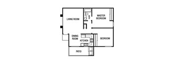 1 bedroom floor plan | River Oaks Apartments in Oceanside, CA