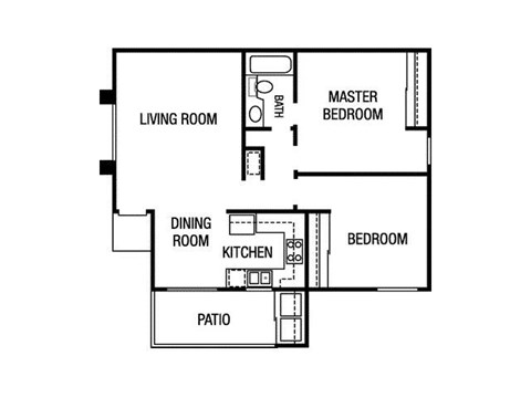 1 bedroom floor plan | River Oaks Apartments in Oceanside, CA