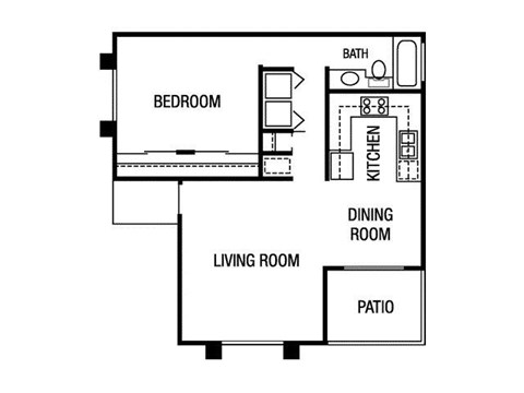 1 bedroom floor plan | River Oaks Apartments in Oceanside, CA