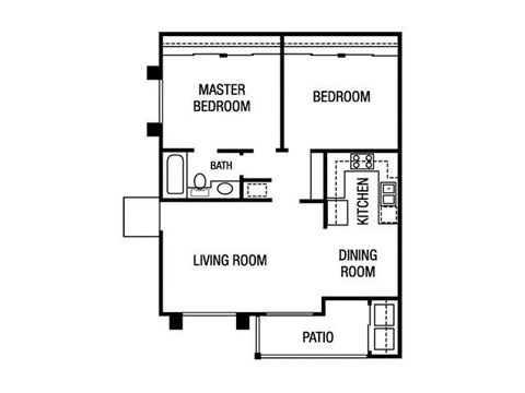 1 bedroom floor plan | River Oaks Apartments in Oceanside, CA