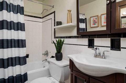 a bathroom with a sink and a toilet and a tub