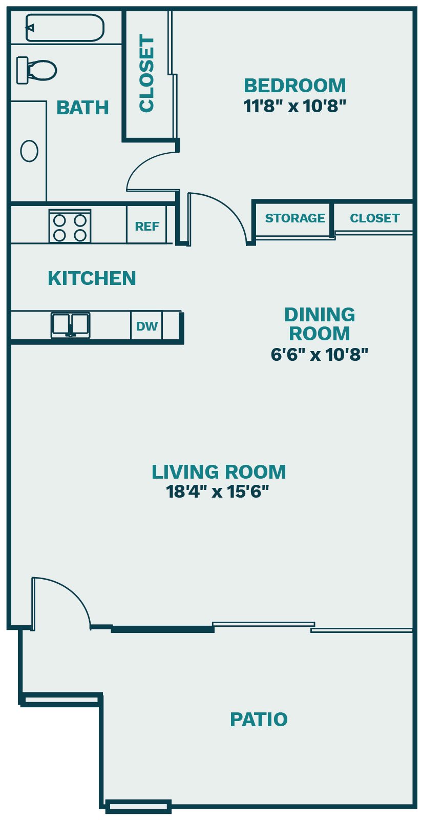 The Breakers - 1 Bed Floor Plan 1