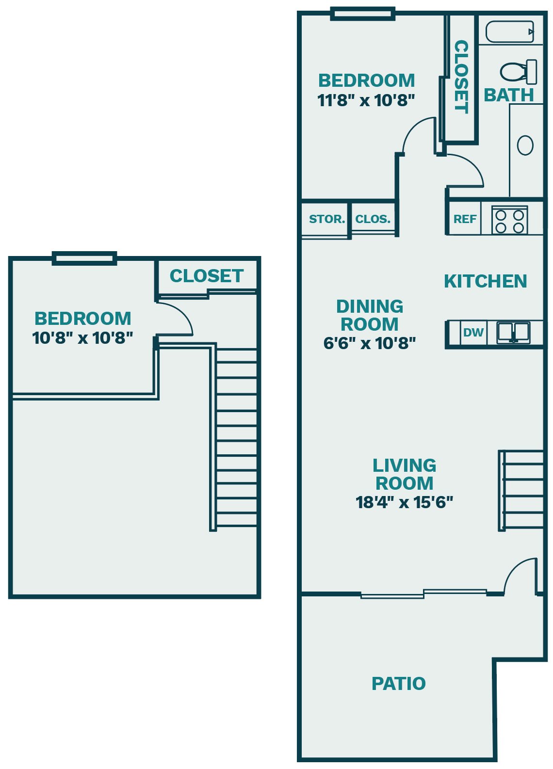 The Shoreline - 2 Bed Split Level Floor Plan 2