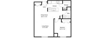 Essex Park_1 Bedroom_Canary Floor Plan