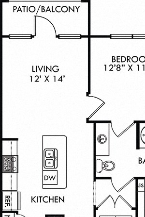 Bryant with Assigned Garage Bryant with Assigned Garage. 1 bedroom apartment. Kitchen with island open to living room. 1 full bathroom. Walk-in closet. Patio/balcony.