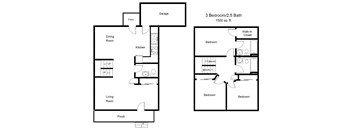 River Roads Estates_3 Bedroom Townhome Floor Plan