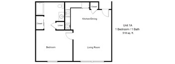 River Roads Manor_1 Bedroom Floor Plan