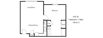 River Roads Manor_1 Bedroom Floor Plan