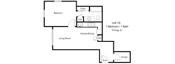 River Roads Manor_1 Bedroom Floor Plan