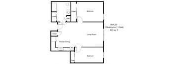 River Roads Manor_2 Bedroom Floor Plan