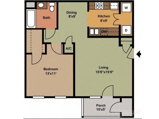 1X1 Floor Plan 1