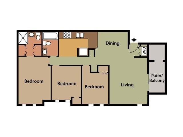 three bedroom Floor Plan 4