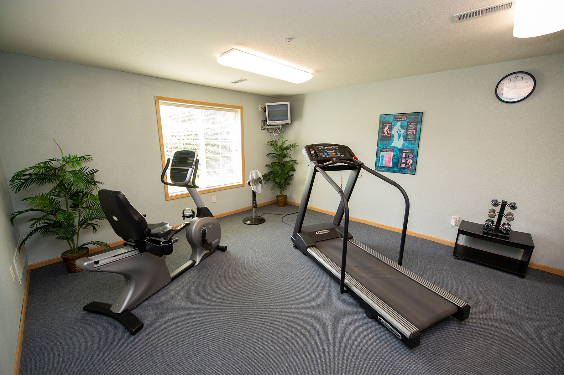 our gym has a lot of equipment for our residents to use