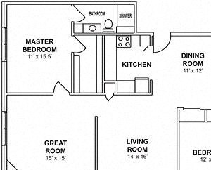 2 Bedroom, 2 Bath with Greatroom and Fireplace