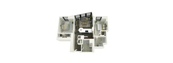 2  Bed   2  Bath   963 Sq. Ft. 07b Floor Plan at 73 East Lake, Illinois