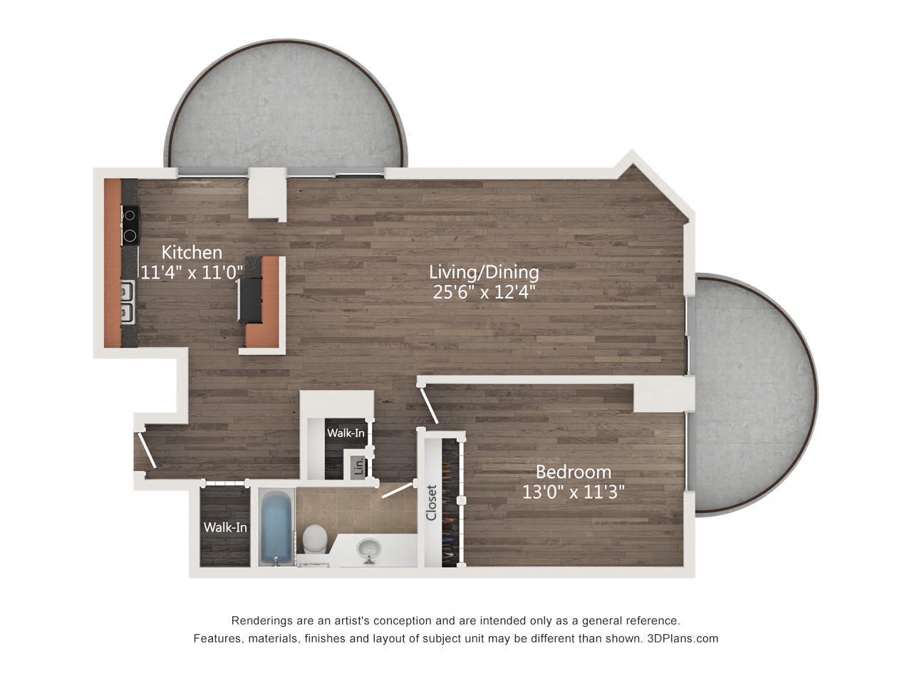 1  Bed   1  Bath   800 Sq. Ft. | 1 Bedroom 12 Floor Plan at Churchill, Minnesota, 55401