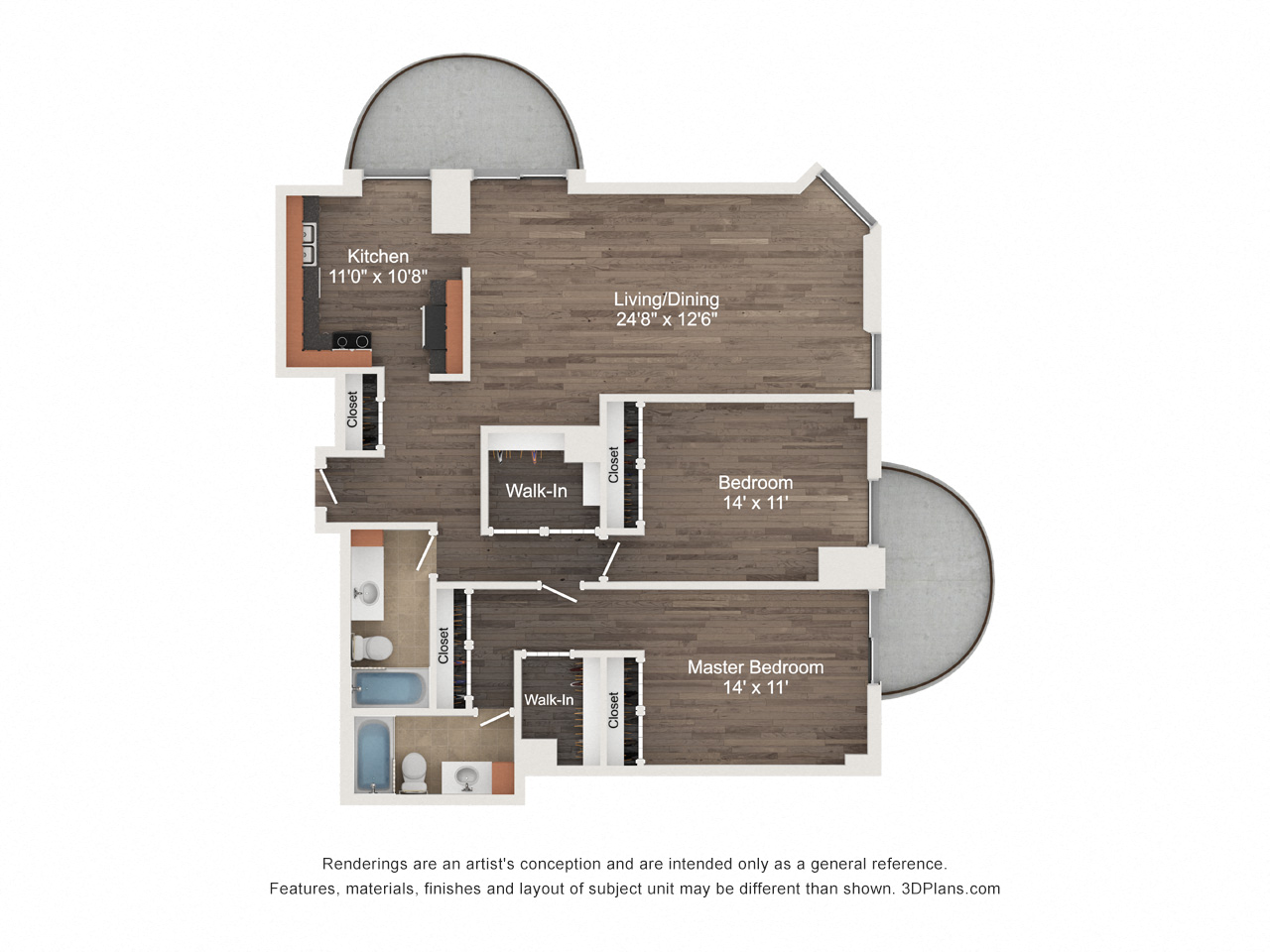2  Bed   2  Bath   1,200 Sq. Ft. | 2 Bedroom 01 Floor Plan at Churchill, Minnesota