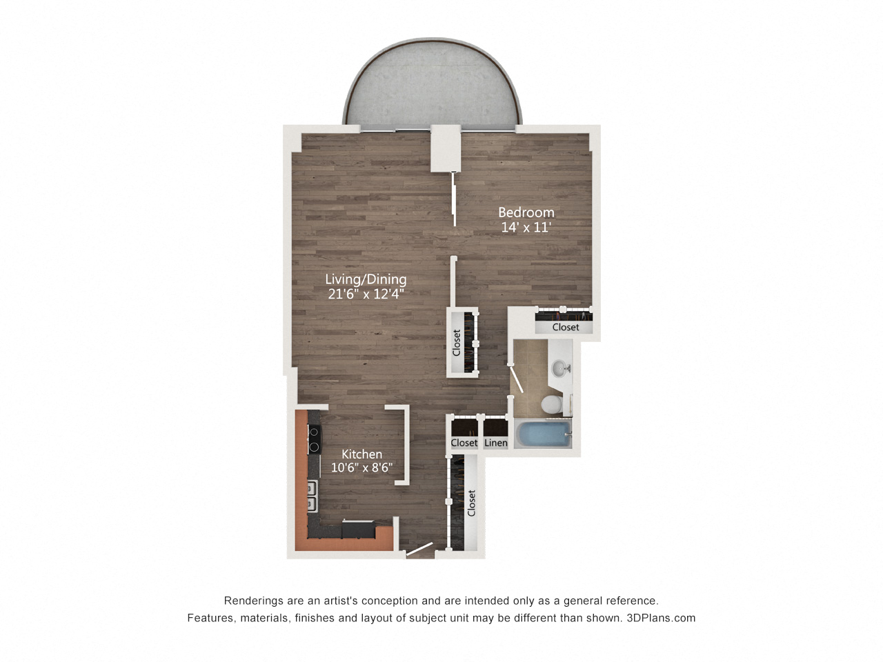 1  Bed   1  Bath   710 Sq. Ft. | Convertible 05 Floor Plan at Churchill, Minnesota