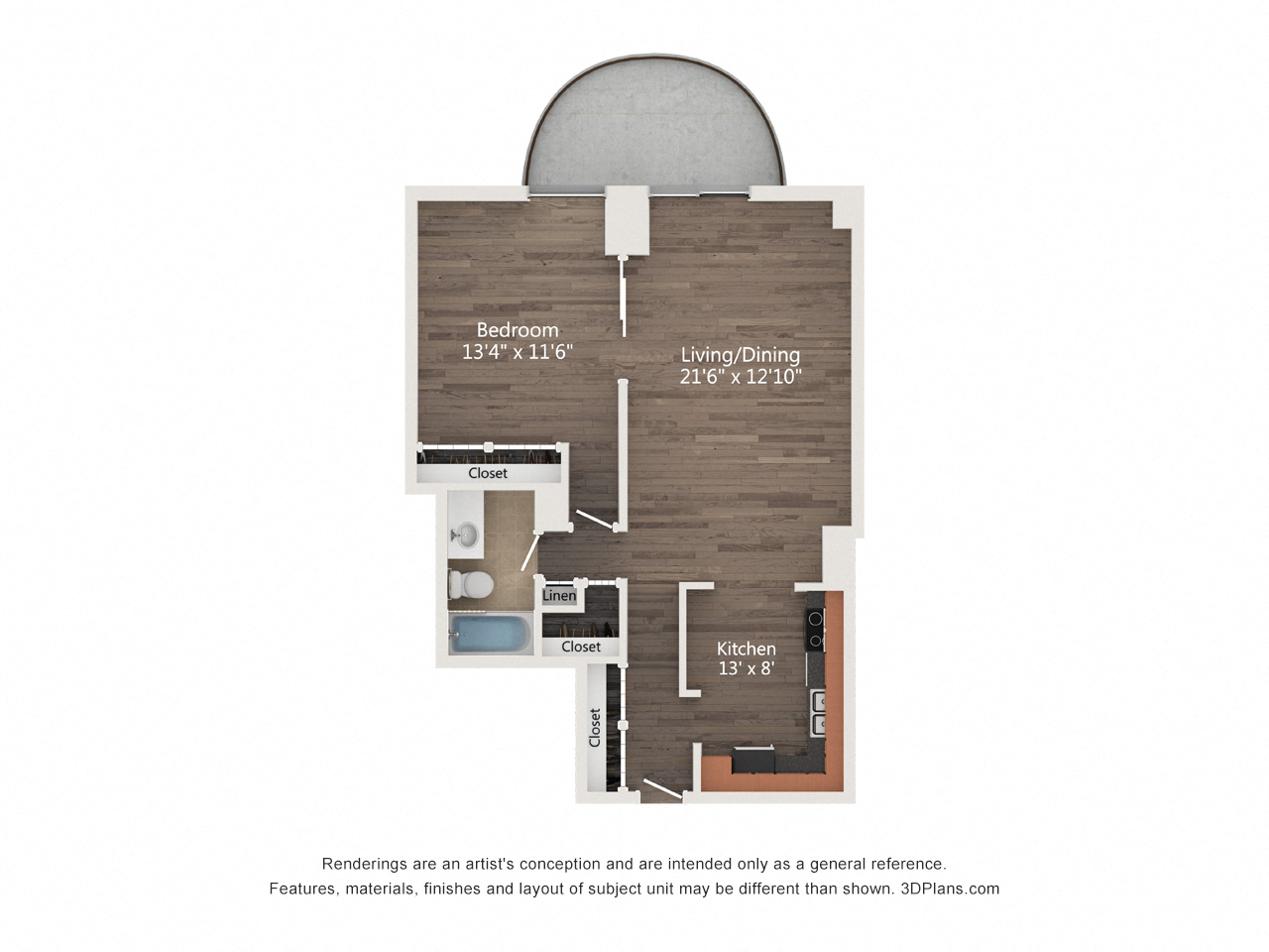 1  Bed   1  Bath   710 Sq. Ft. | Convertible 06 Floor Plan at Churchill, Minnesota, 55401