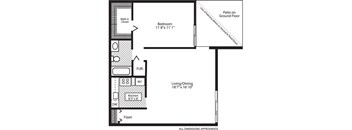 1  Bed   1  Bath   817 Sq. Ft. Birch Floor Plan at Williams Reserve, Palatine, 60074