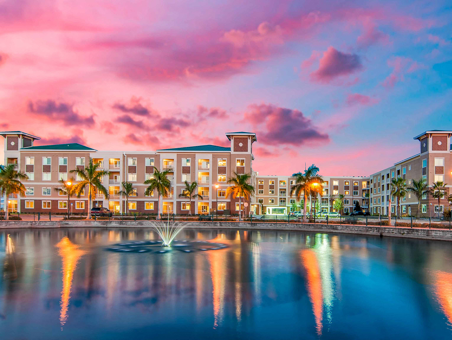 City View at Dusk at Riversong Apartments in Bradenton, FL