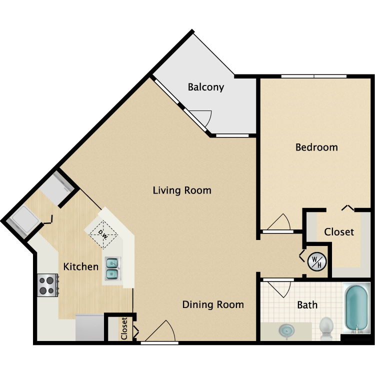 1B Floor Plan at Riversong Apartment Homes, Bradenton, FL