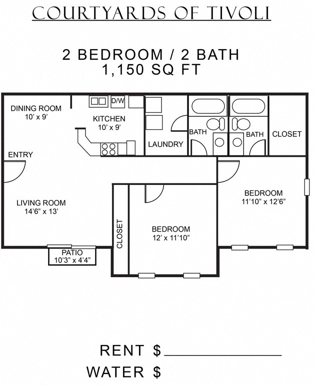 Tivoli Courtyards 2 BR 2 Bath
