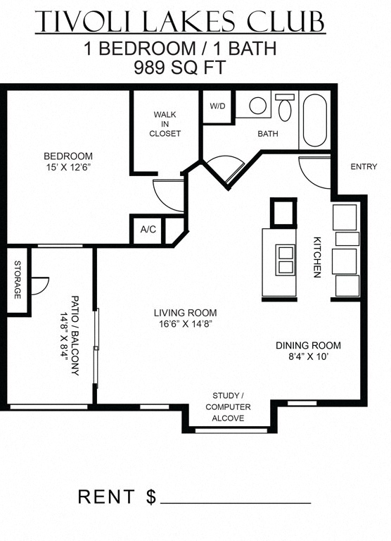 Tivoli Lakes Club 1 BR 1 Bath (L)
