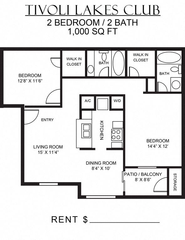 Tivoli Lakes Club 2 BR 2 Bath (2A)