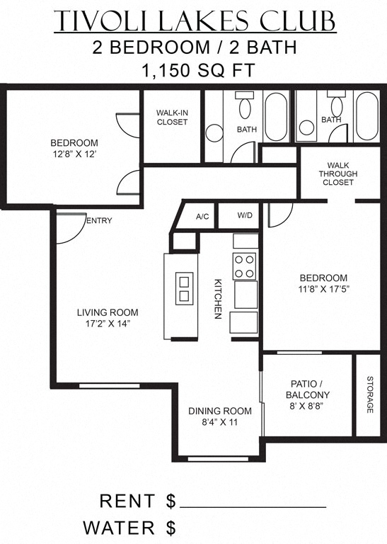 Tivoli Lakes Club 2 BR 2 Bath (2B)