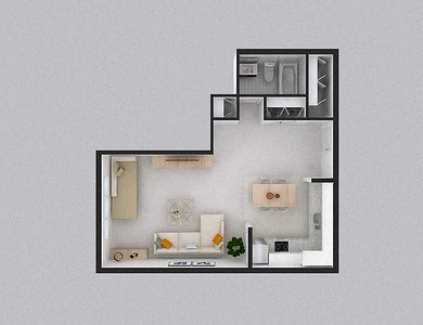 a drawing of a floor plan of a small apartment