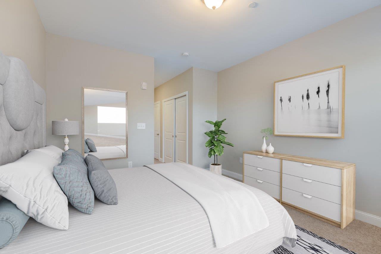 Digital staged Master Bedroom at Webster Village, Massachusetts